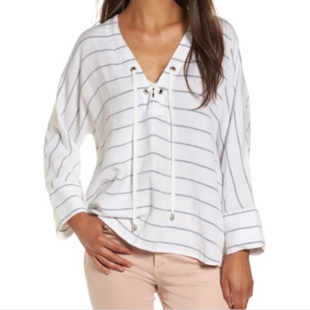 Rails Lily Positano Stripe Linen Blend Top - image 1